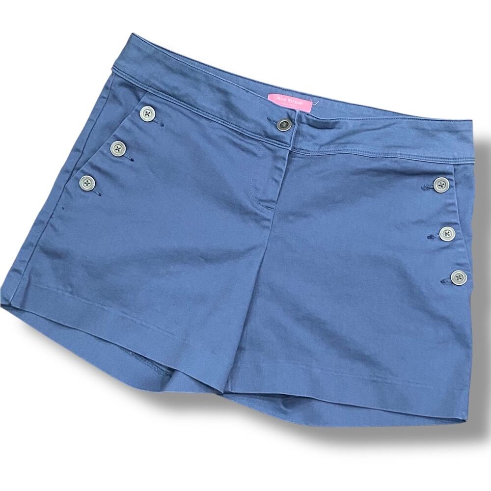 Isaac Mizrahi New York Blue Sailor Shorts Fly Front Access Size 6 Cotton Blend